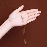 Hetian Chalcedony Necklace with Silver Inlay