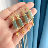 Silver Inlaid Hetian Chalcedony Pendant Necklace Chinese Charm Jewelry