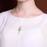 Hetian Chalcedony Necklace with Silver Inlay