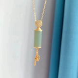Silver Inlaid Hetian Chalcedony Pendant Necklace Chinese Charm Jewelry