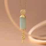 Hetian Chalcedony Necklace with Silver Inlay