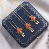 Vintage Chinese Hetian Chalcedony Gilt Earrings with Silver Inlay