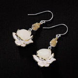 Silver Inlaid Hetian Chalcedony Lotus Necklace Set
