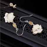 Silver Inlaid Hetian Chalcedony Lotus Necklace Set