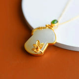 Silver Inlaid Hetian Jade Cheongsam Pendant Necklace