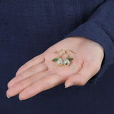 Silver Inlaid Hetian Jade Gourd Earrings Classical Charm Women's Jewelry