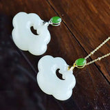 Silver Inlaid Hetian Jade Pendant Necklace - Chinese Retro Charm Jewelry