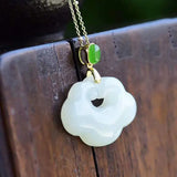 Silver Inlaid Hetian Jade Pendant Necklace - Chinese Retro Charm Jewelry