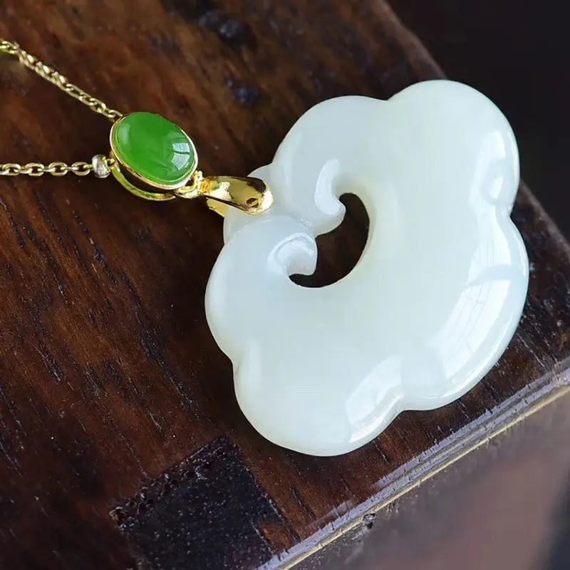 Silver Inlaid Hetian Jade Pendant Necklace - Chinese Retro Charm Jewelry