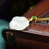 Silver Inlaid Hetian Jade Pendant Necklace - Chinese Retro Charm Jewelry