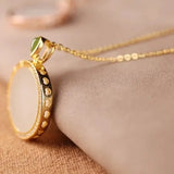Silver Inlaid Hetian Jade Pendant Necklace for Women