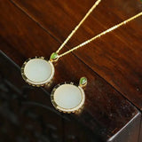 Silver Inlaid Hetian Jade Pendant Necklace for Women