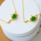 Hotan Chalcedony Teapot Pendant Necklace, Bohemian Jewelry