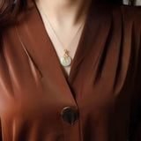 Silver Inlaid Hotan Chalcedony Xiangyun Pendant Necklace