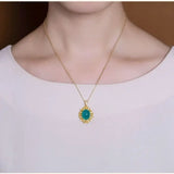 Silver Tianhe Stone Crystal Pendant Necklace