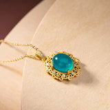 Silver Tianhe Stone Crystal Pendant Necklace