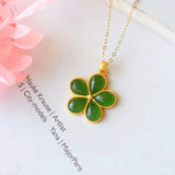 Qingtian Jade Flower Pendant Necklace, Chinese Retro Charm Women's Jewelry