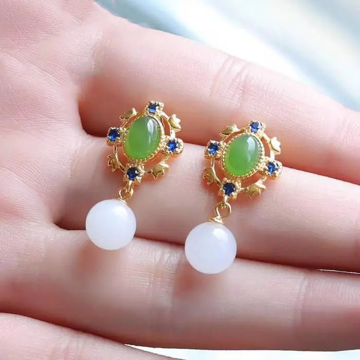 Chinese Retro Silver Inlaid Earrings - Unique Craft Jewelry