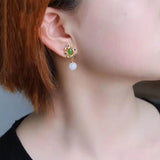Chinese Retro Silver Inlaid Earrings - Unique Craft Jewelry