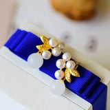 Silver Inlaid Jade Synthetic Pearl Earrings Chinese Retro Women's Jewelry