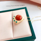 Chinese Cat's Paw Pendant Necklace with Silver Inlay and Hetian Chalcedony
