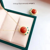 Chinese Cat's Paw Pendant Necklace with Silver Inlay and Hetian Chalcedony
