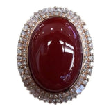 Silver Inlaid Southern Rubellite Wedding Rings for Women Burgundy Adjustable