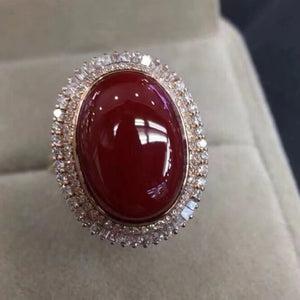 Silver Inlaid Southern Rubellite Wedding Rings for Women Burgundy Adjustable