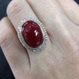 Silver Inlaid Southern Rubellite Wedding Rings for Women Burgundy Adjustable