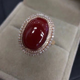 Silver Inlaid Southern Rubellite Wedding Rings for Women Burgundy Adjustable
