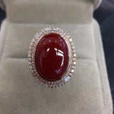 Silver Inlaid Southern Rubellite Wedding Rings for Women Burgundy Adjustable