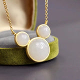 Silver Inlaid Hetian Chalcedony Zodiac Animal Pendant Necklace