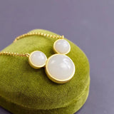 Silver Hetian Chalcedony Animal Pendant Necklace, Zodiac Fairy Jewelry