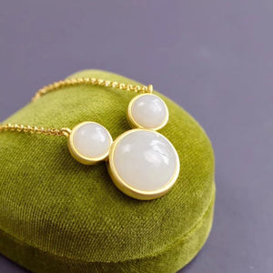 Silver Inlaid Hetian Chalcedony Zodiac Animal Pendant Necklace