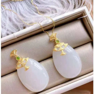 Silver Hetian Jade Necklace Chinese Retro Charm Women's Jewelry