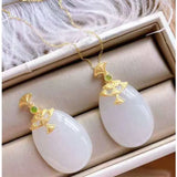 Silver Hetian Jade Necklace Chinese Retro Charm Women's Jewelry