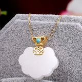 Chinese Retro Cloud Pendant Necklace Silver Natural Women's Jewelry