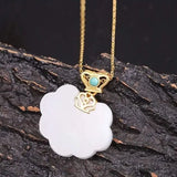 Chinese Retro Cloud Pendant Necklace Silver Natural Women's Jewelry