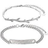Silver Tree Trunk Branch Couple Bracelet Long Distance Love Jewelry