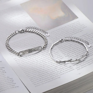 Silver Tree Trunk Branch Couple Bracelet Long Distance Love Jewelry