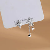 Silver Zircon Star Tassel Earrings SE1658