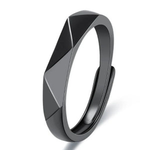 Geometric Couple Rhombus Wedding Ring Set