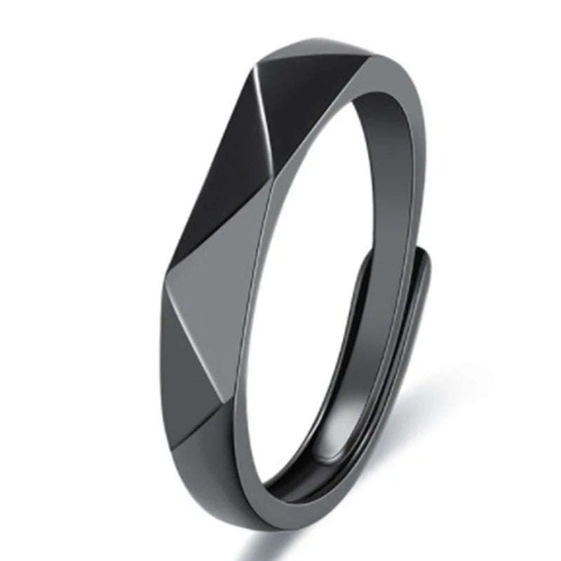 Geometric Couple Rhombus Wedding Ring Set