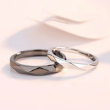 Geometric Couple Rhombus Wedding Ring Set