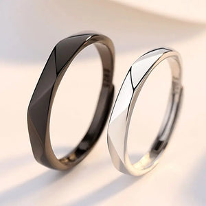 Geometric Couple Rhombus Wedding Ring Set