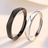 Geometric Couple Rhombus Wedding Ring Set