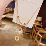 Titanium Steel Pendant Double Layer Necklace Retro Clavicle Chain