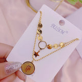 Titanium Steel Pendant Double Layer Necklace Retro Clavicle Chain