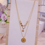 Titanium Steel Pendant Double Layer Necklace Retro Clavicle Chain
