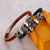 Skull Jewelry Titanium Steel Punk Rock Leather Bracelet